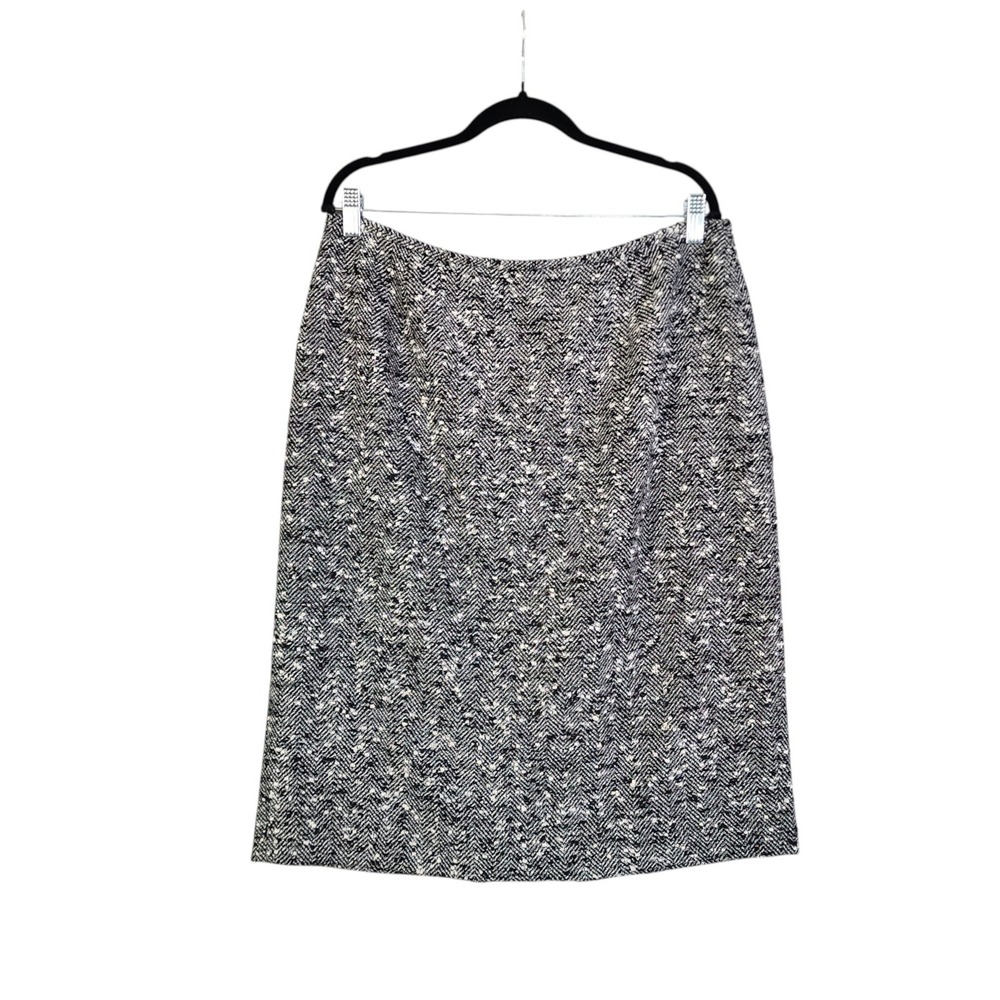 Lafayette 148 New York Womens Boucle Wool Tweed Pencil Skirt Size 14 Black White